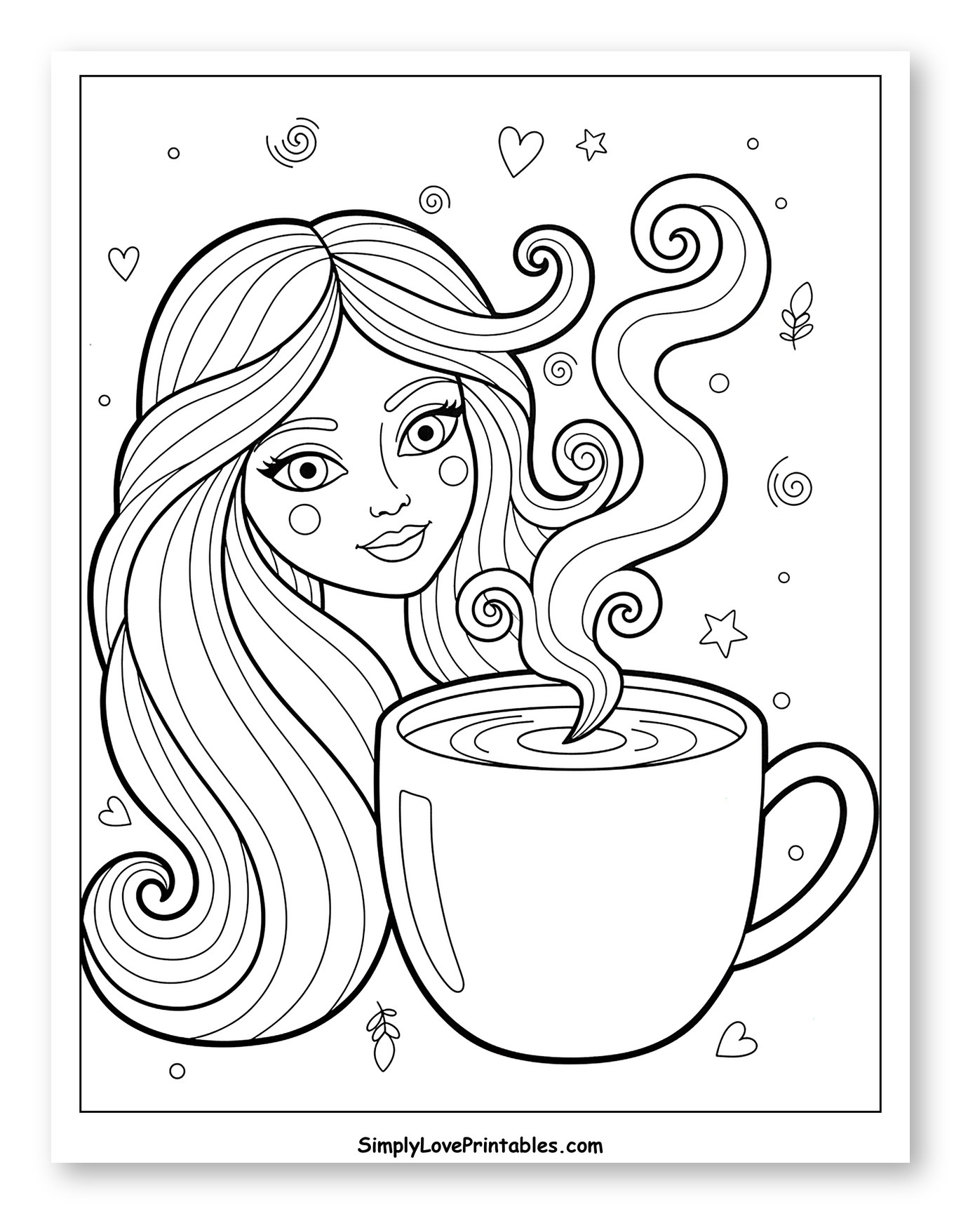 Girl with Long Hair and Hot Drink