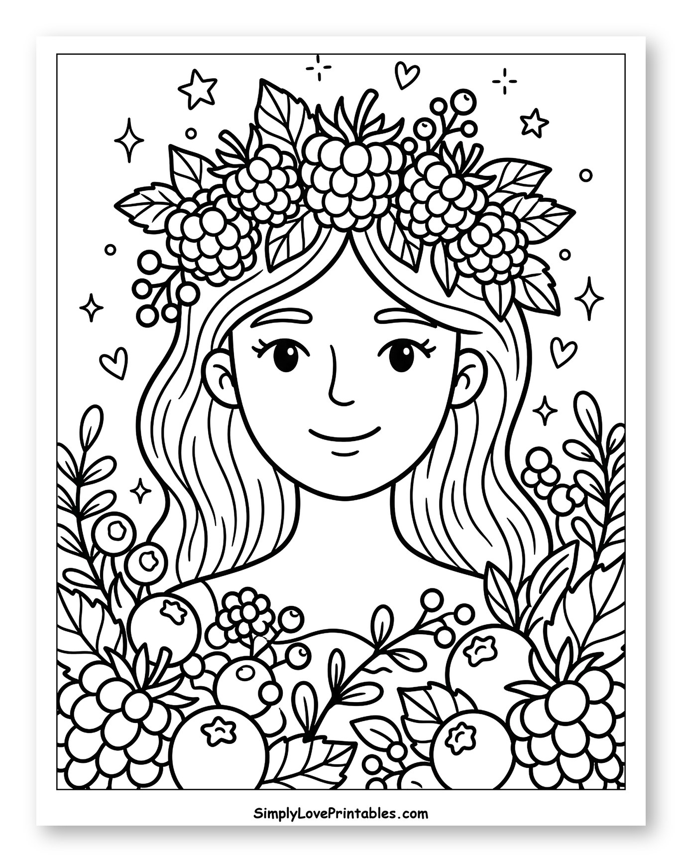 Girl with Raspberry Crown and Berries