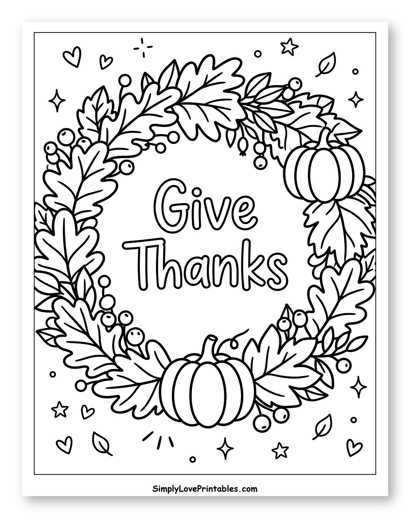 Give Thanks Autumn Wreath with Pumpkins