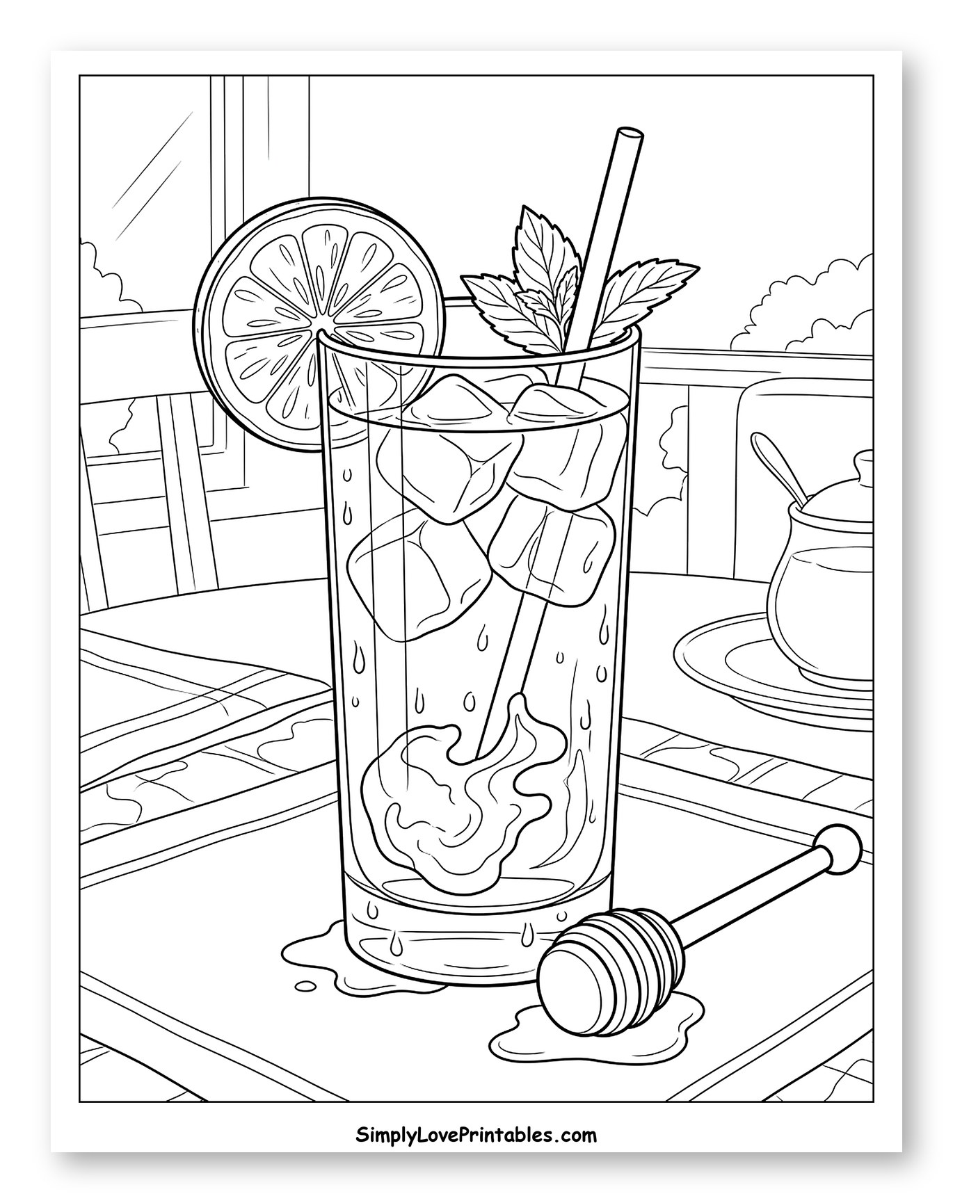 Glass of Iced Drink with Honey Dipper