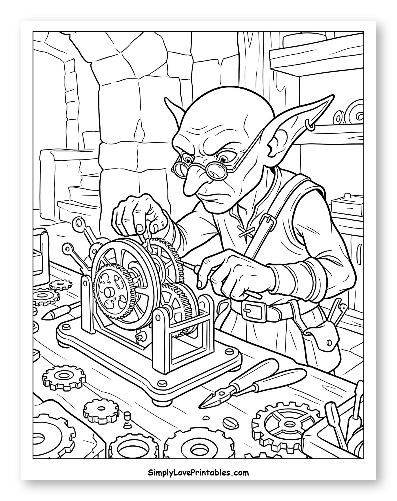 Goblin Tinkerer Working on Mechanical Gears