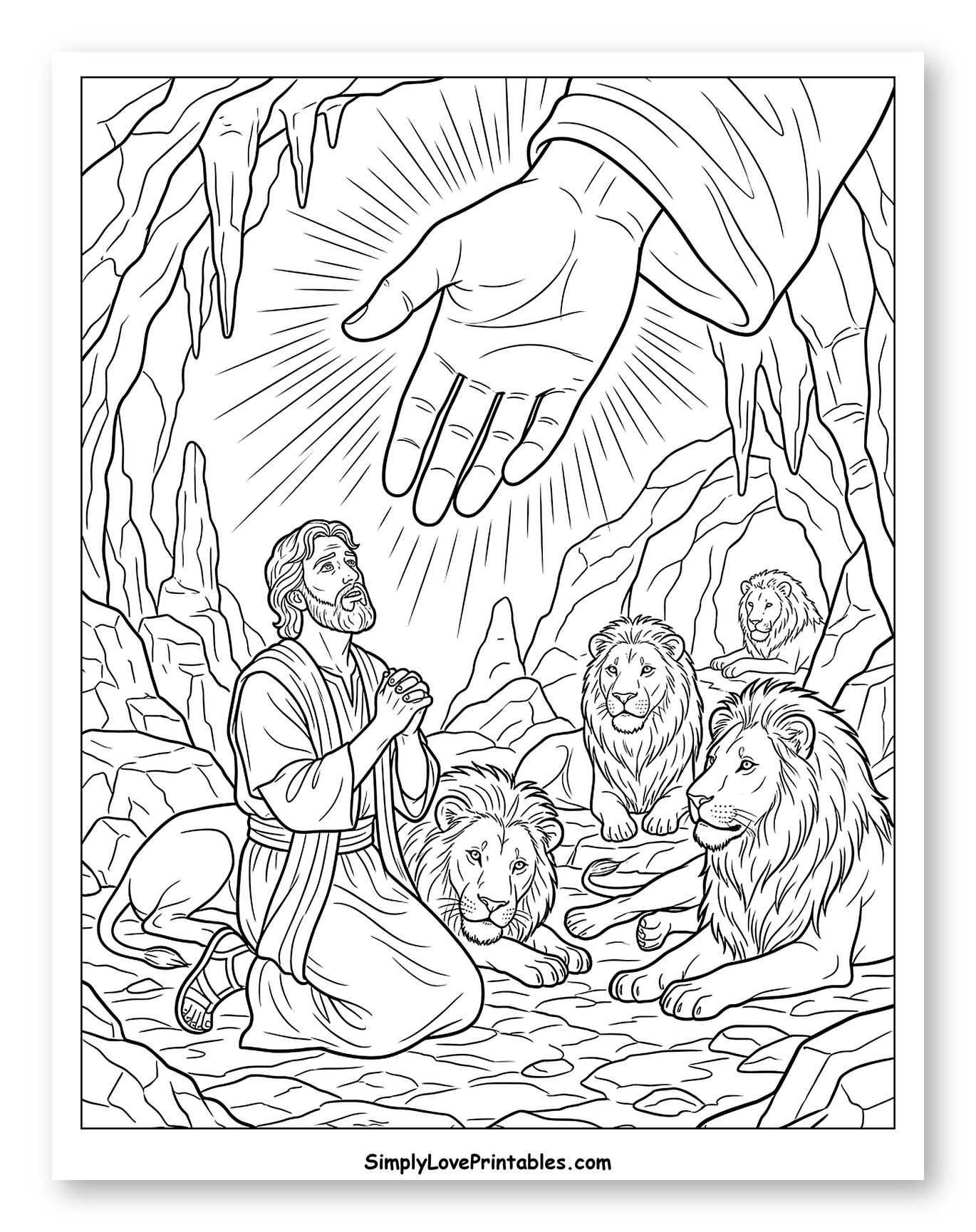 God Protects Daniel in the Lion's Den Coloring Page