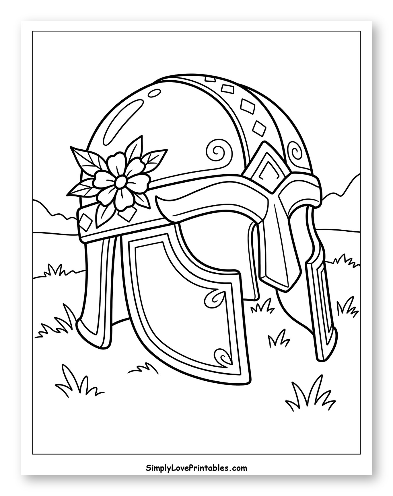 Goliath S Helmet with a Flower to Color for Kids