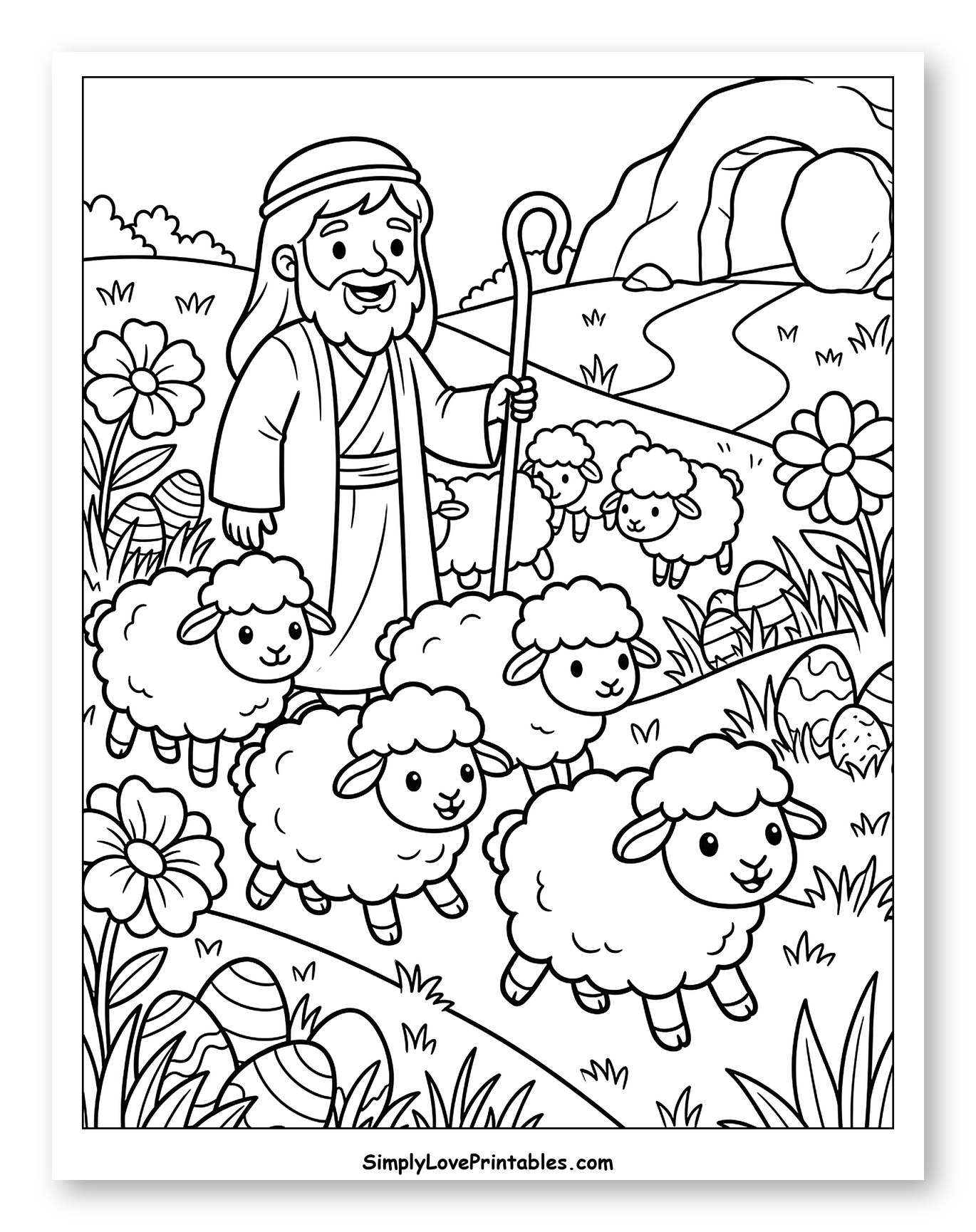 Good Shepherd and Sheep with Easter Tomb