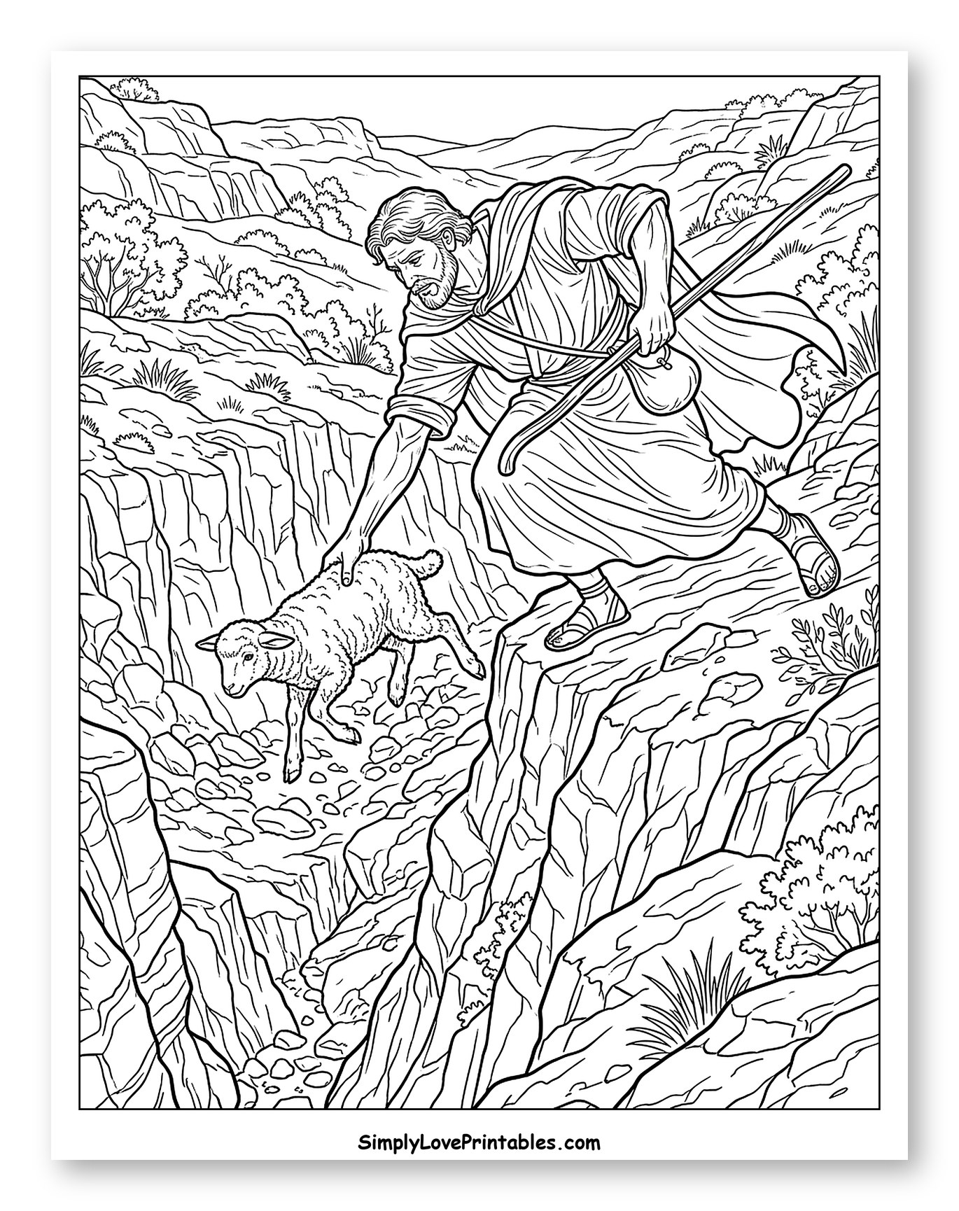 Good Shepherd Reaching for a Lost Lamb