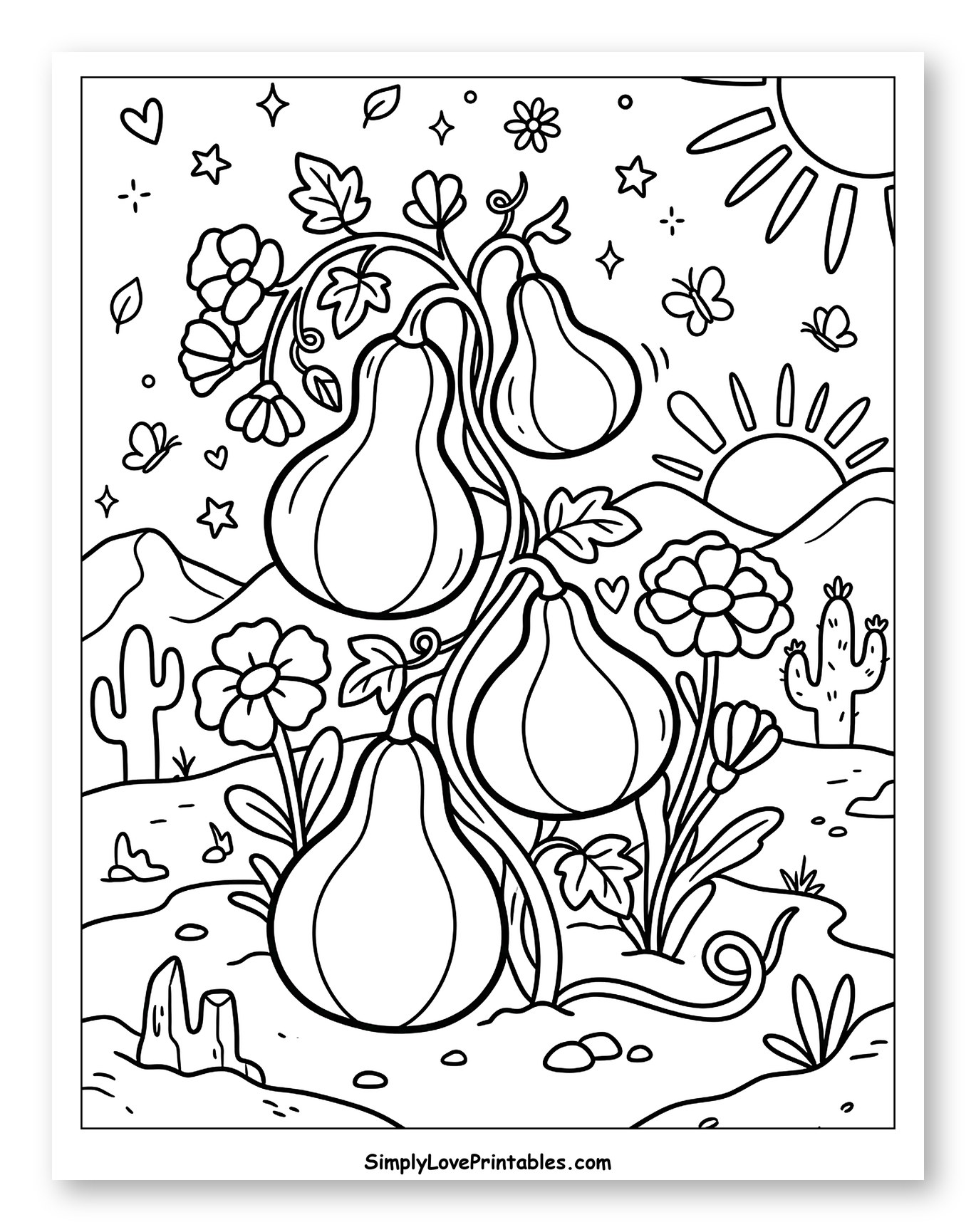 Gourds Growing in a Sunny Desert Landscape