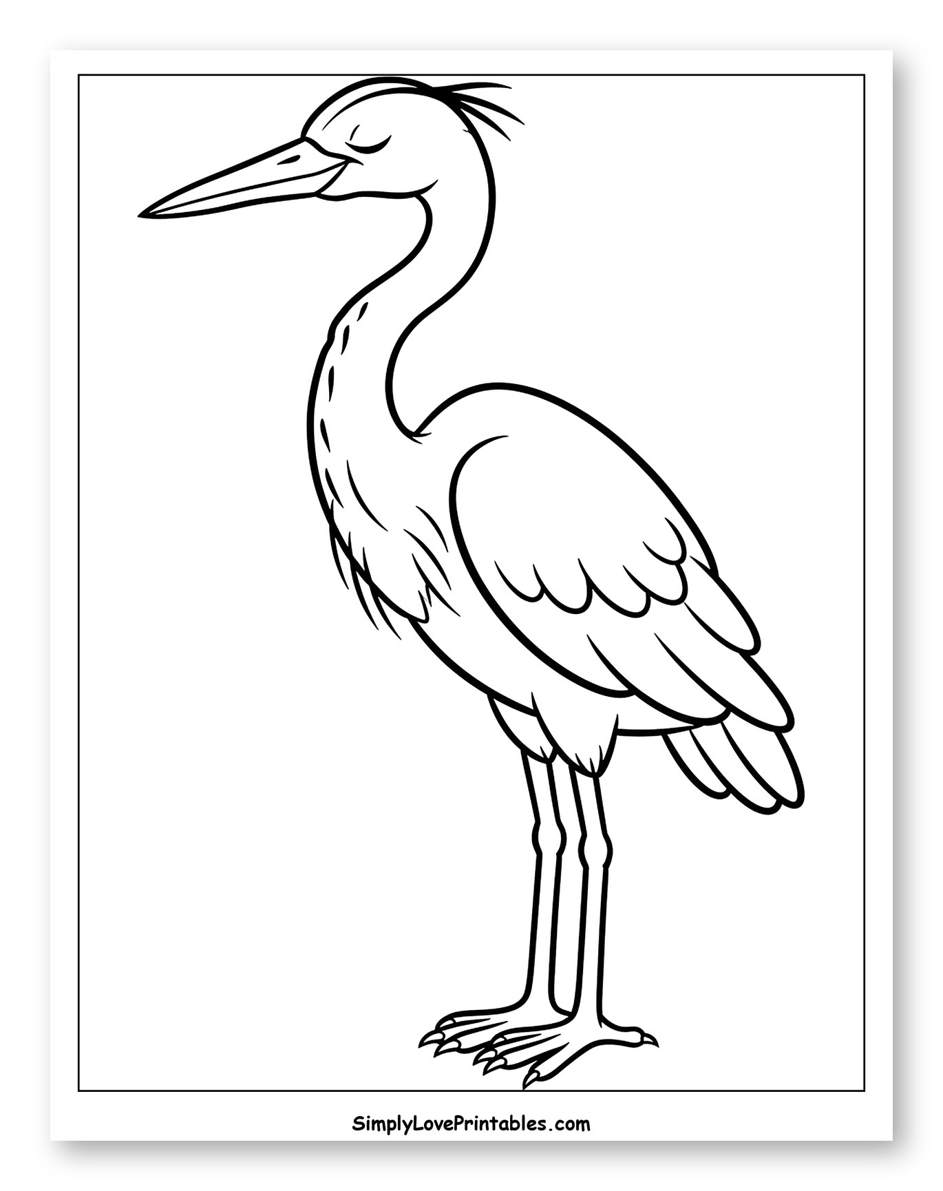 Graceful Heron Standing with Closed Eyes