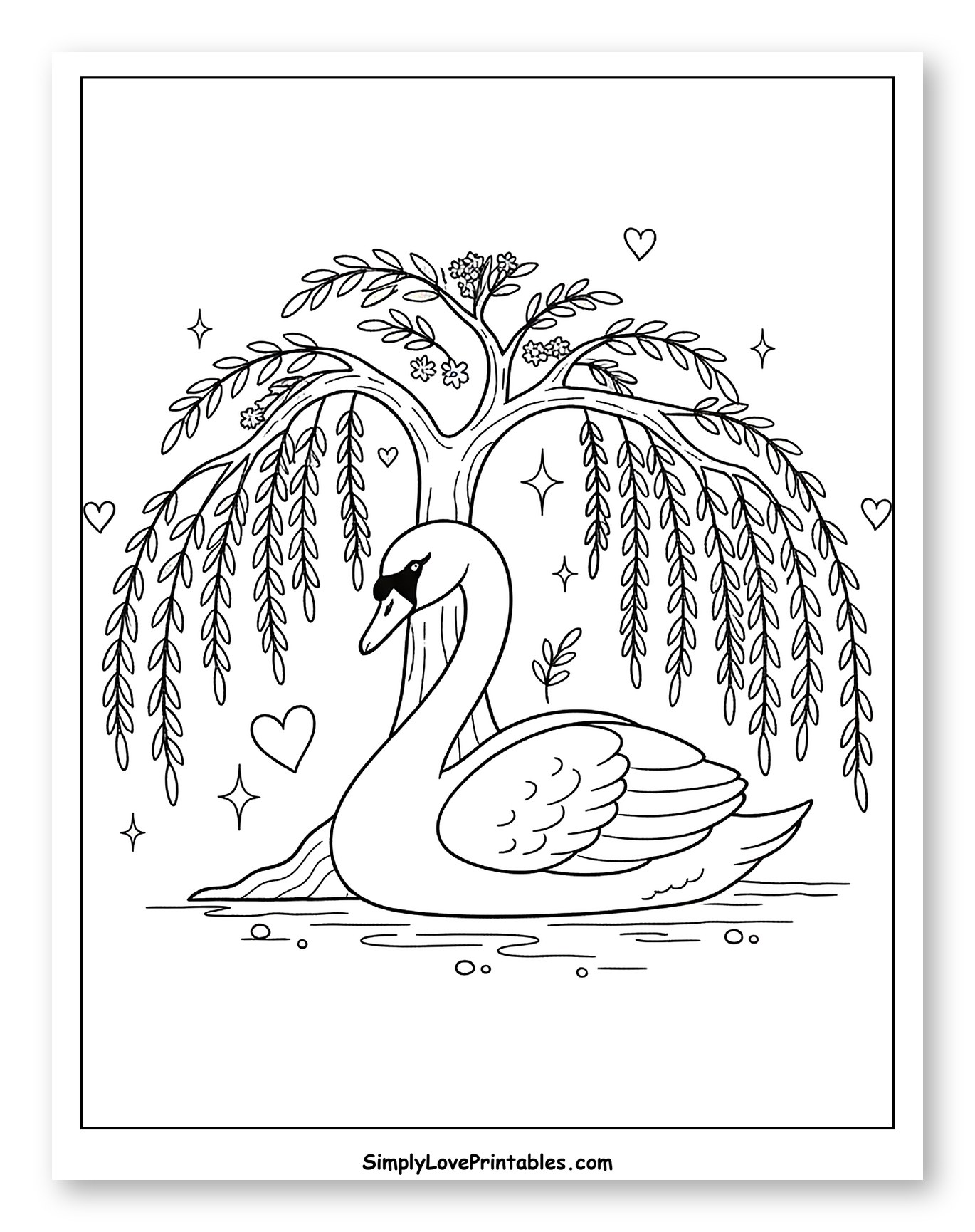 Graceful Swan Under Weeping Willow Tree