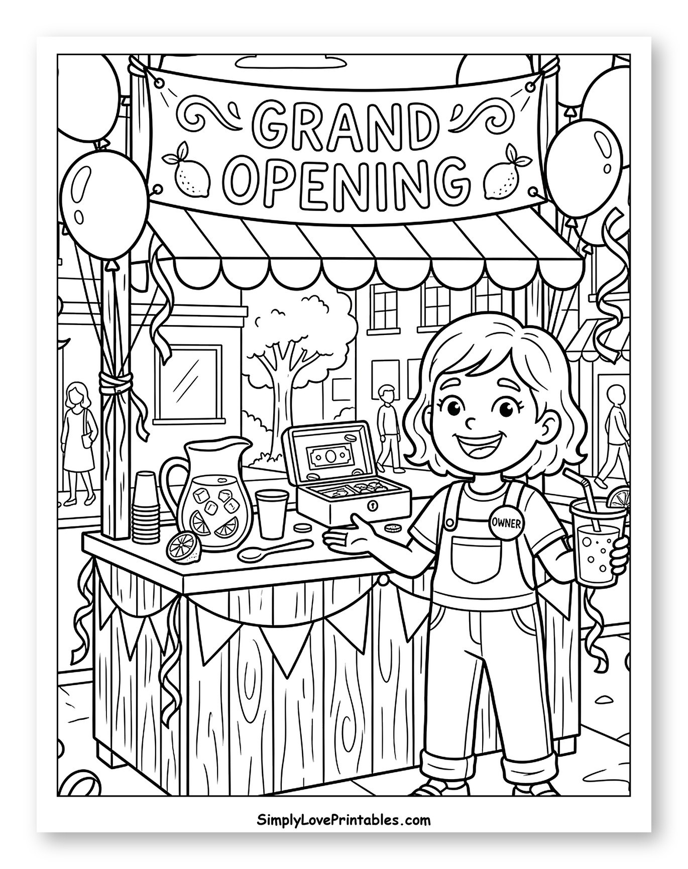 Grand Opening Lemonade Stand with Happy Owner