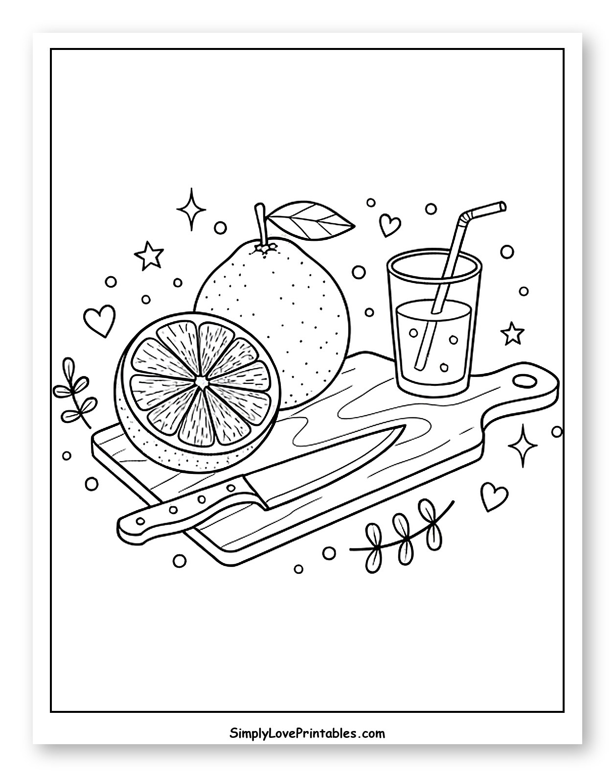 Grapefruit Being Prepared for Juice Coloring Sheet for Adults