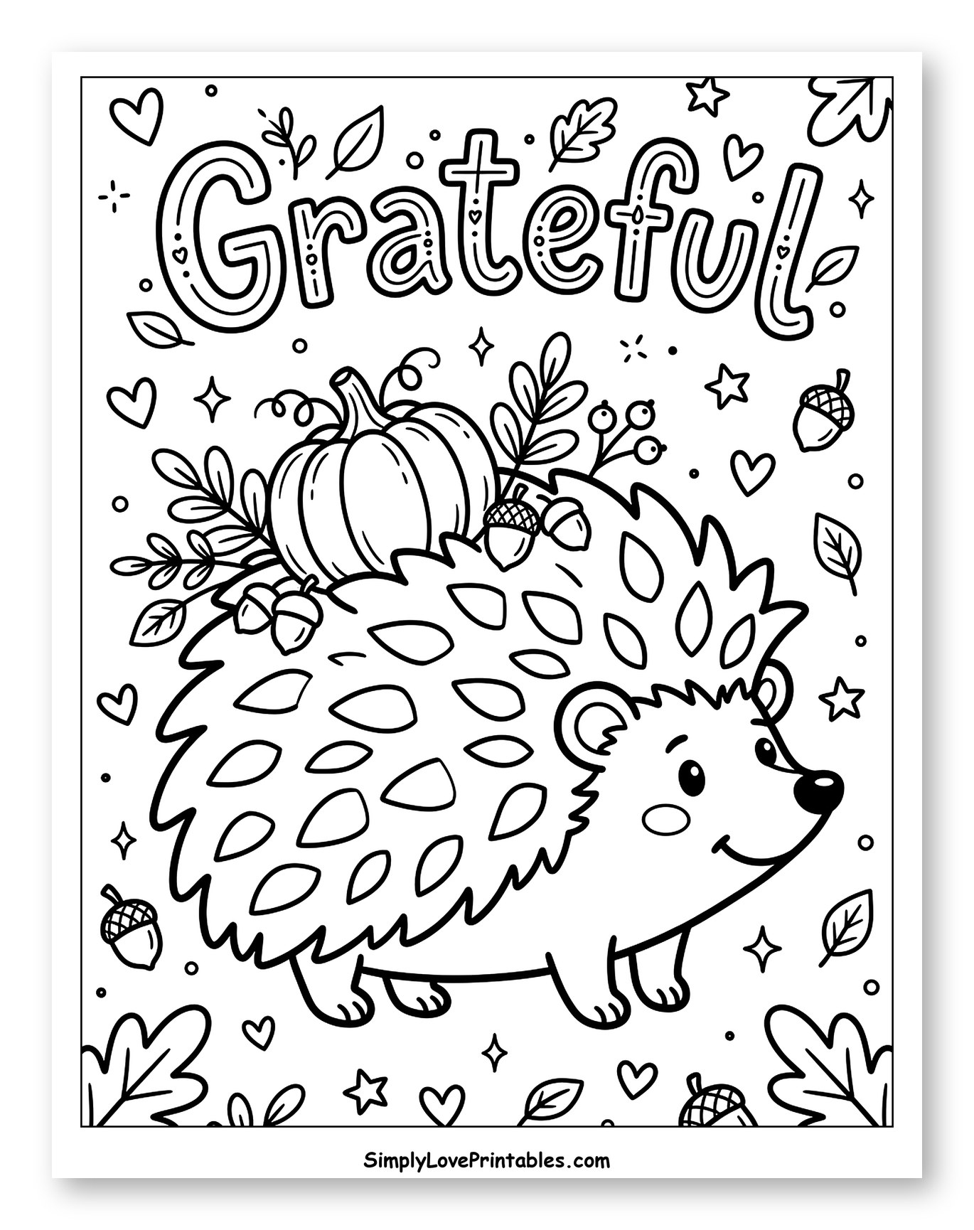 Grateful Autumn Hedgehog Carrying a Harvest Pumpkin