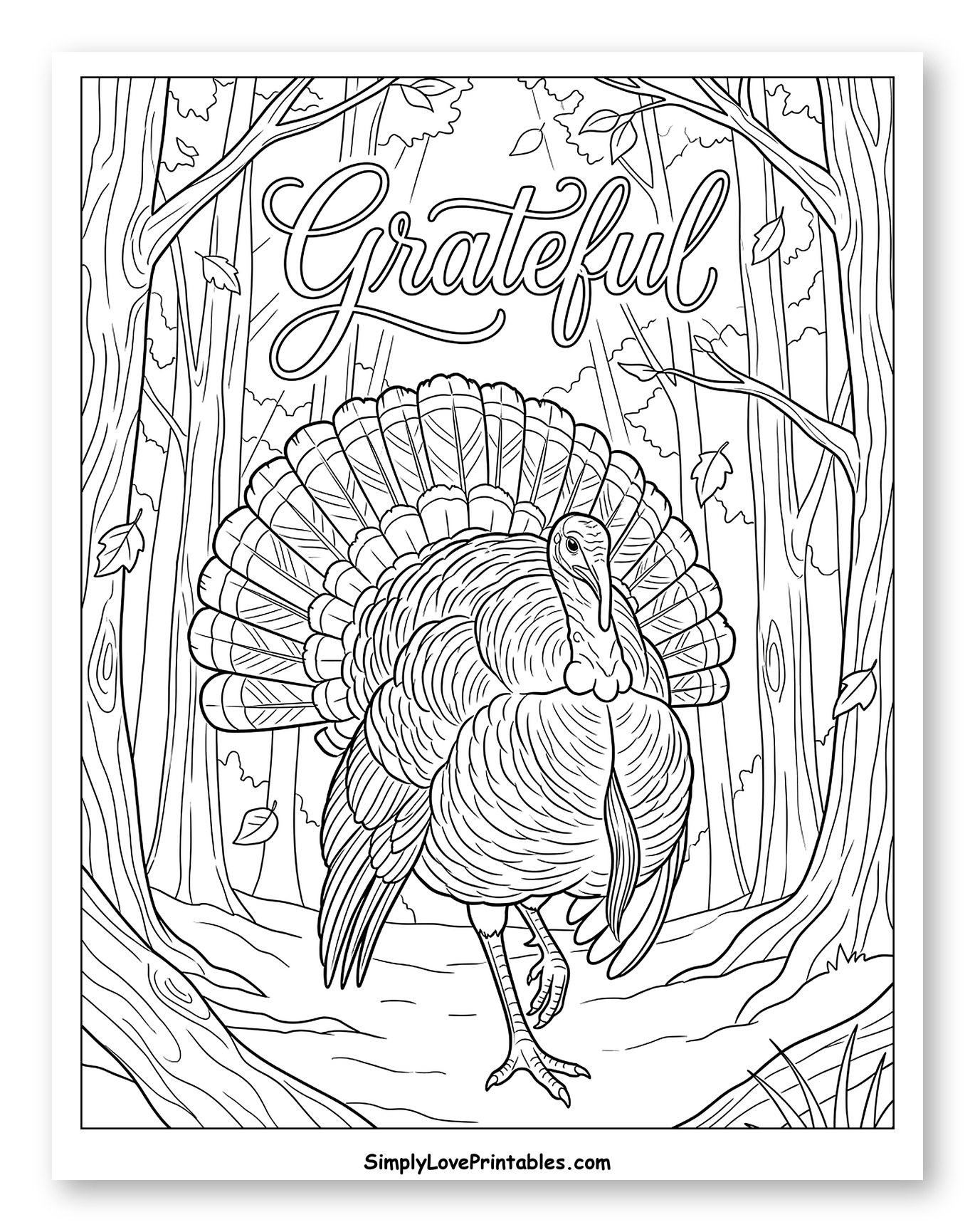 Grateful Autumn Turkey with Fanned Tail Feathers