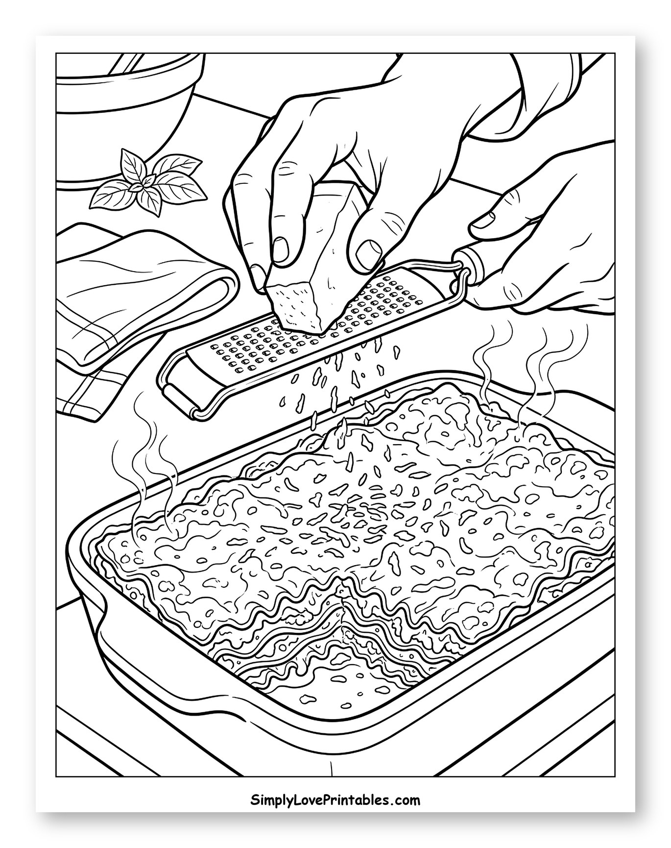 Grating Cheese Over Freshly Baked Lasagna