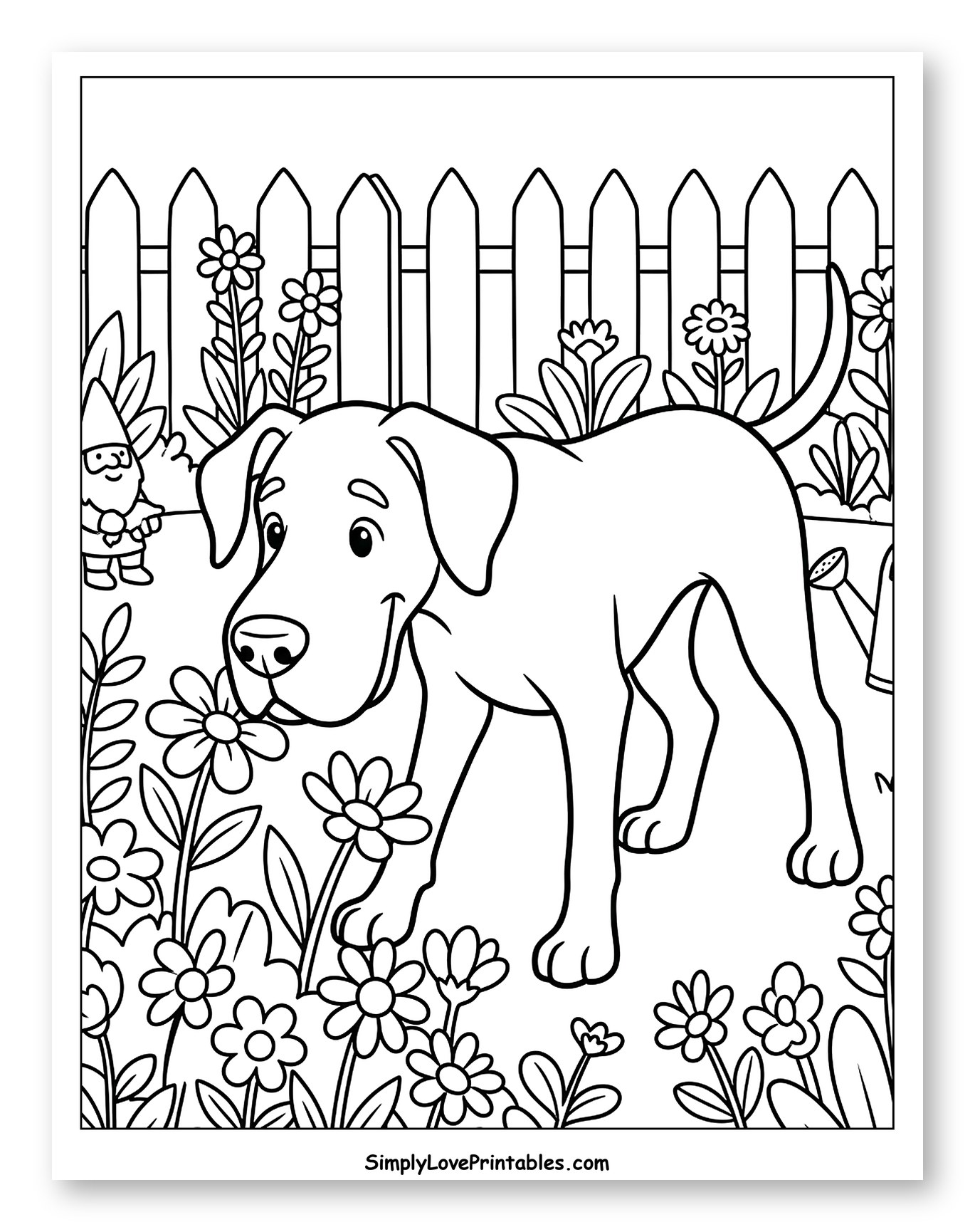 Great Dane Dog in a Flowery Garden