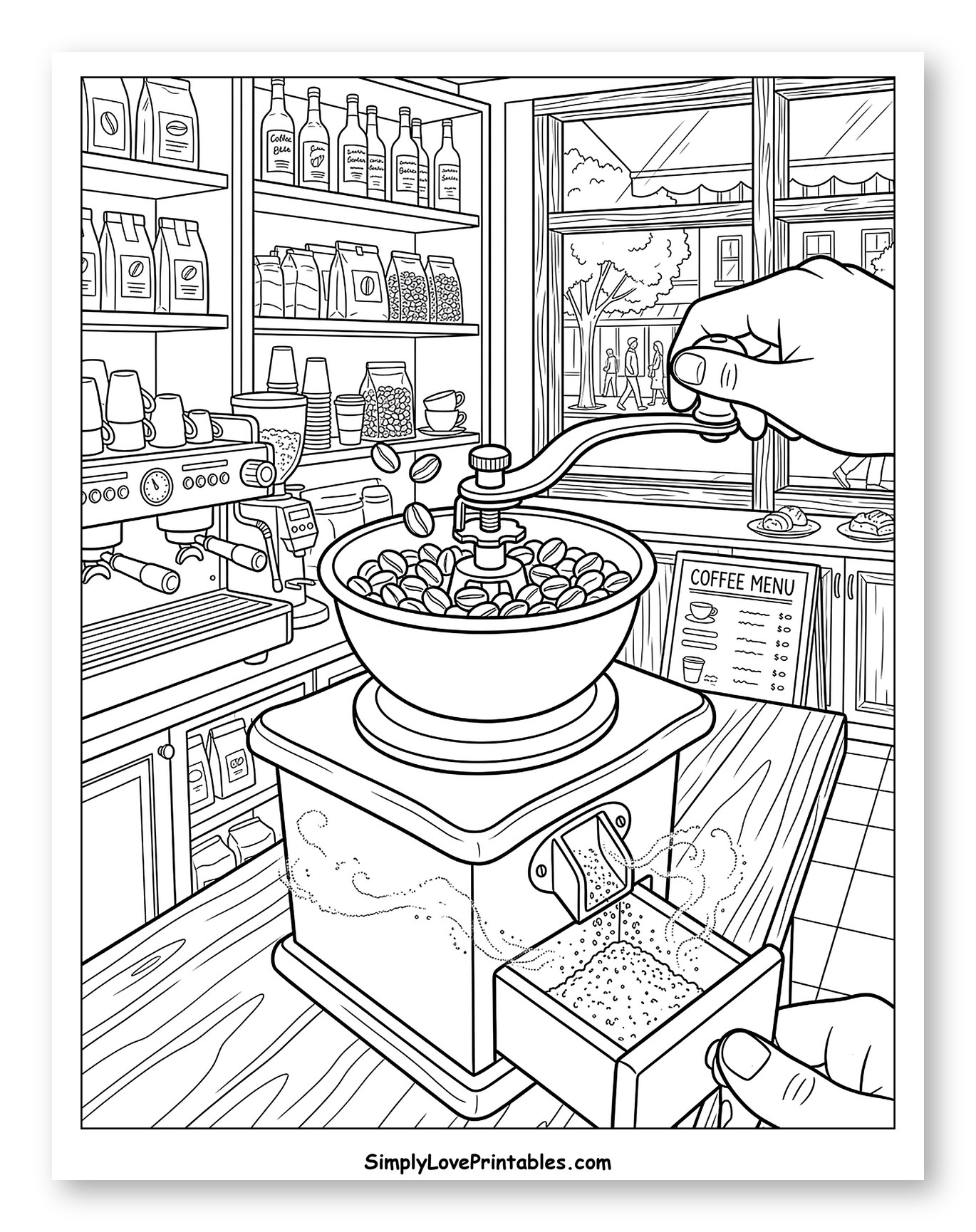 Grinding Fresh Coffee Beans in a Cafe to Color