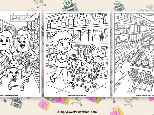 Grocery store coloring pages featured image