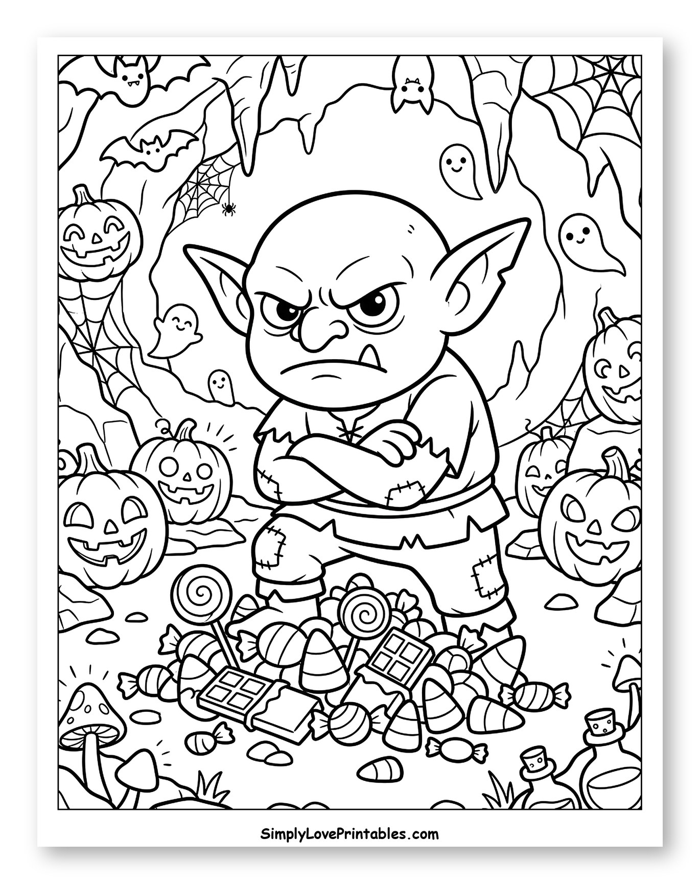 Grumpy Goblin with Halloween Candy