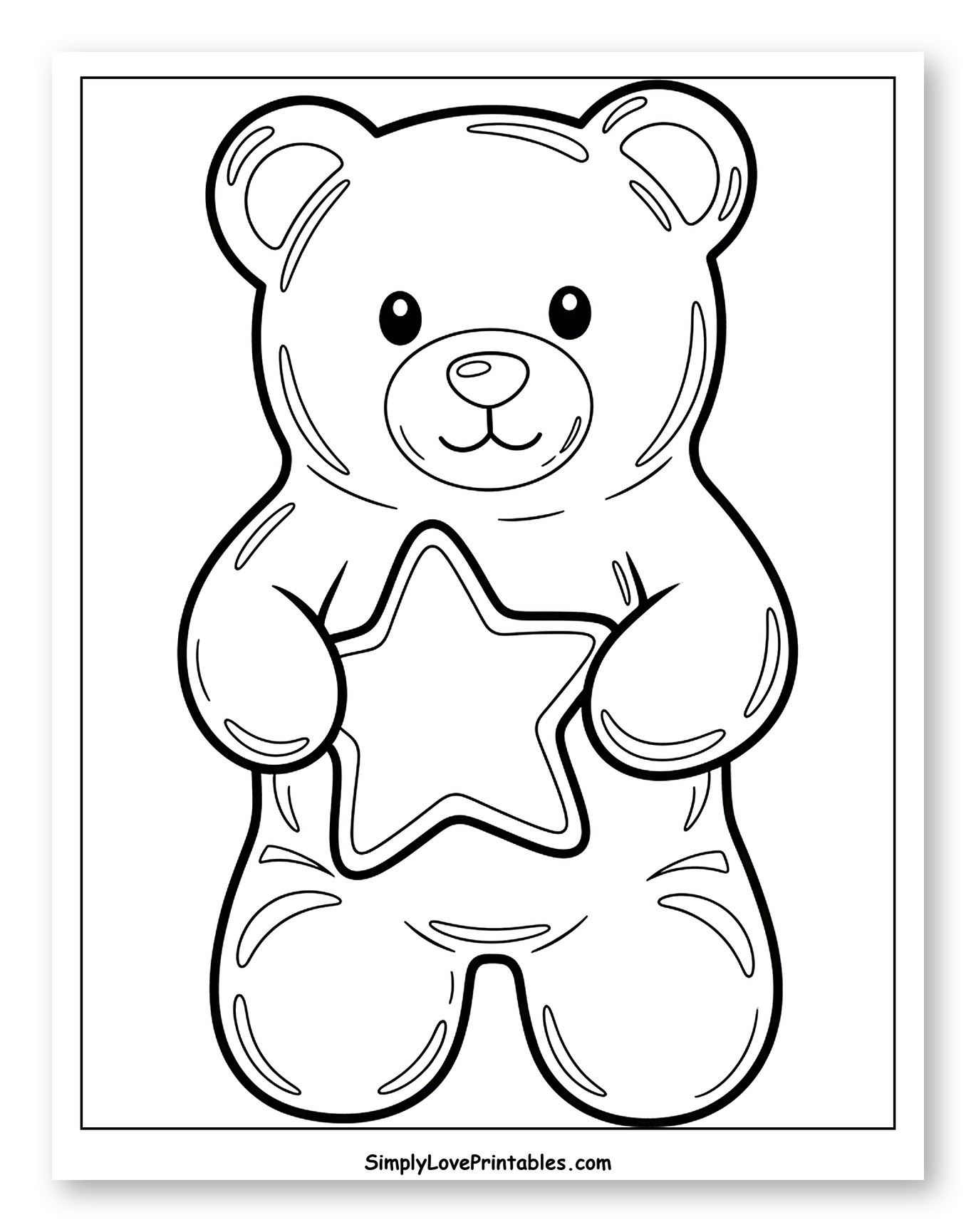Gummy Bear Holding a Star to Color for Toddlers