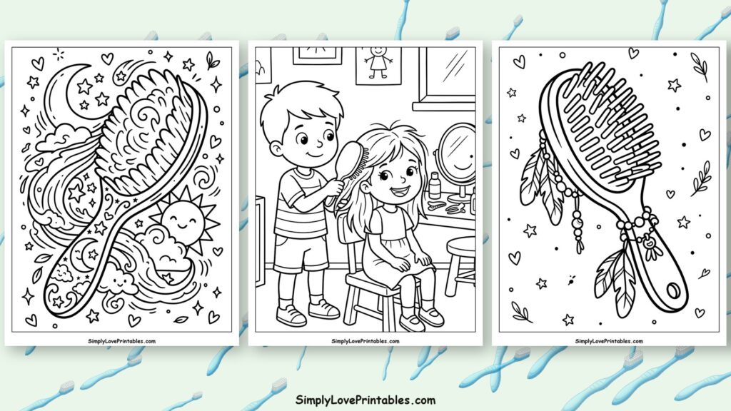 hair brush coloring pages featured image