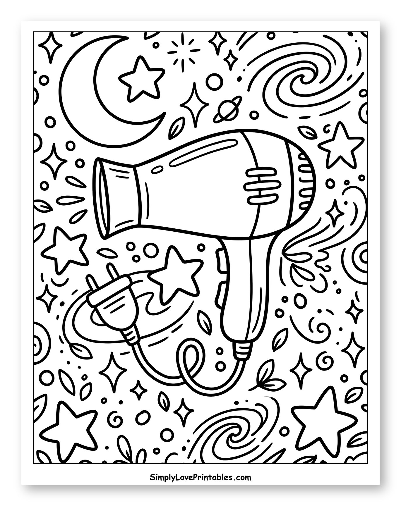 Hair Dryer Among Stars and Moon