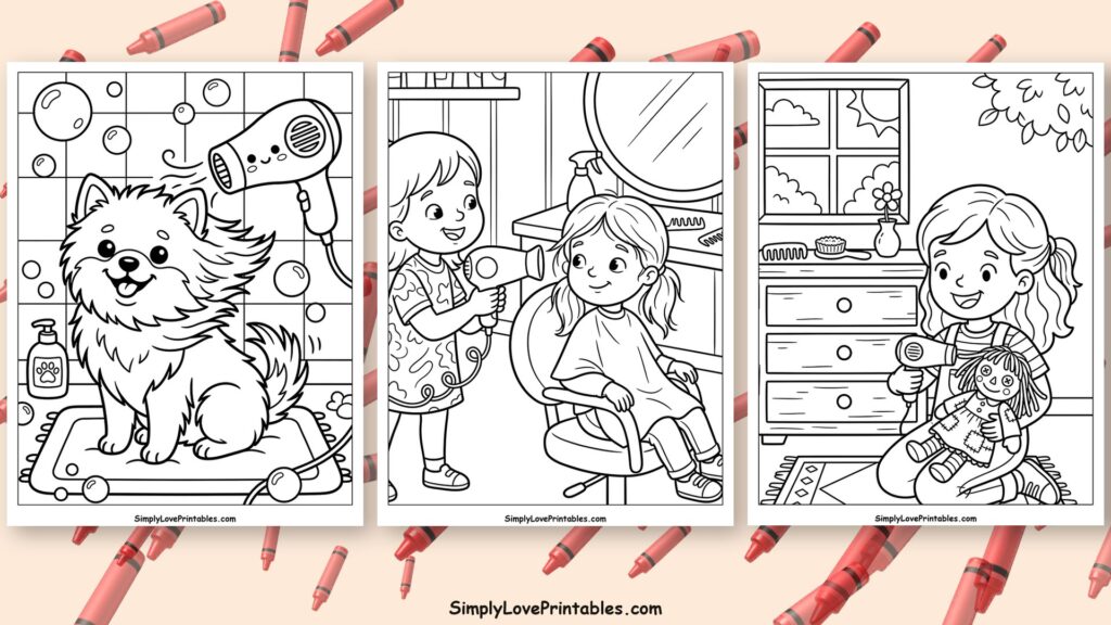 hair dryer coloring pages featured image