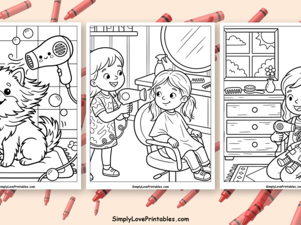 hair dryer coloring pages featured image