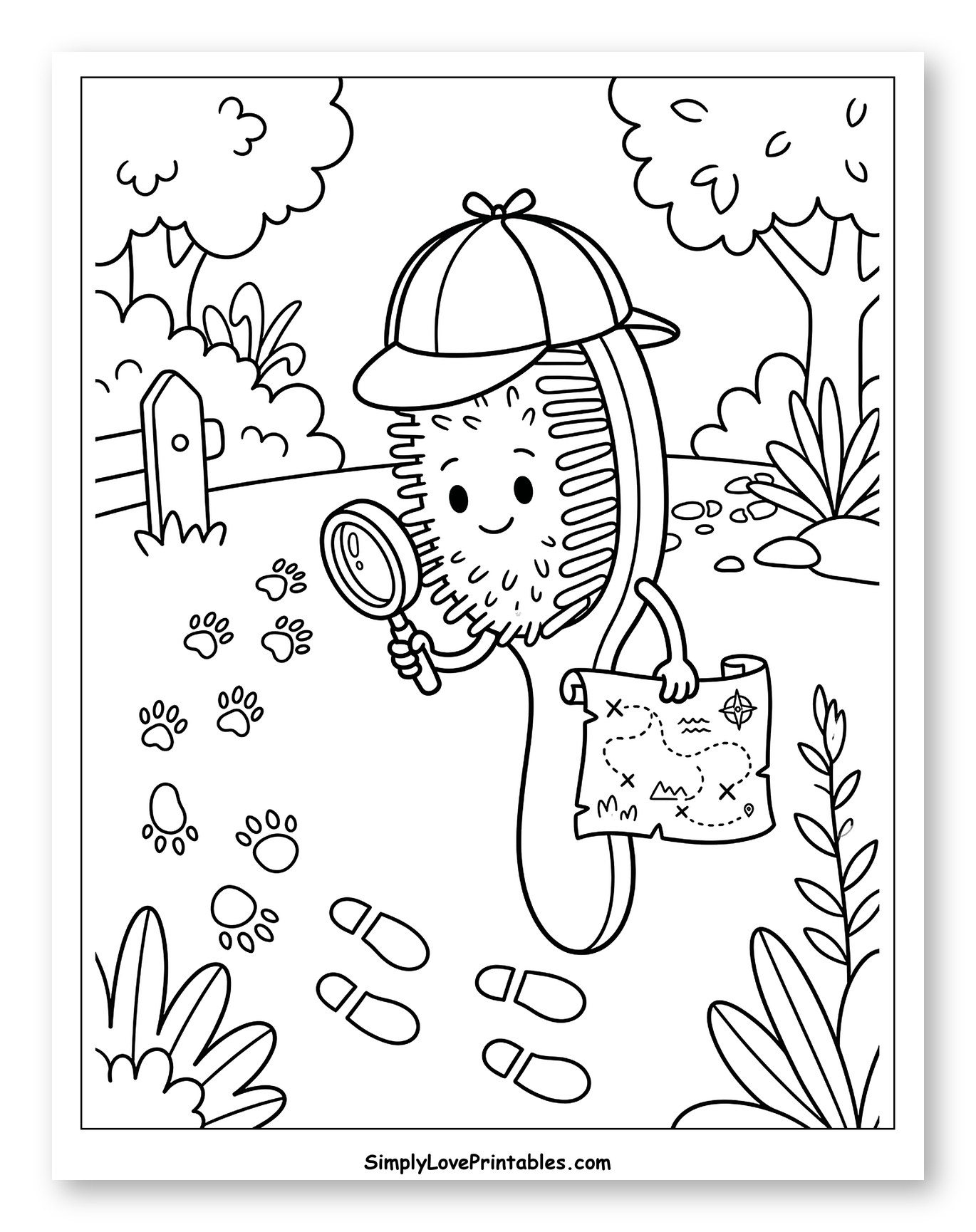 Hairbrush Detective Exploring the Forest to Color for Kids
