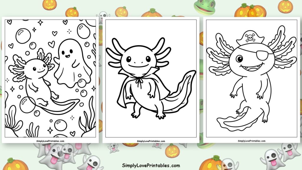 Halloween Axolotl coloring pages featured image