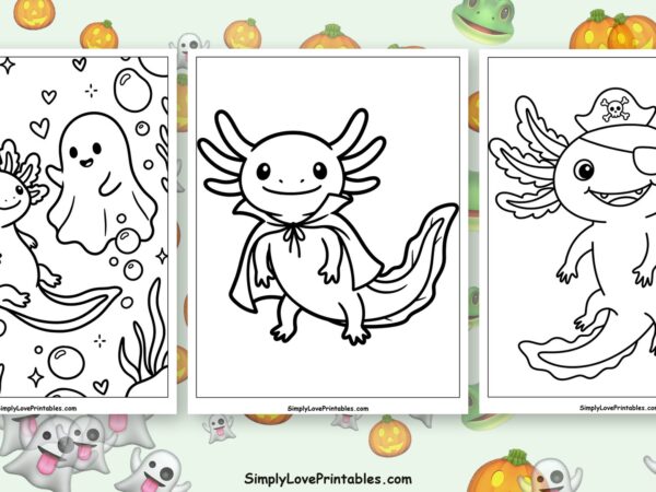 Halloween Axolotl coloring pages featured image