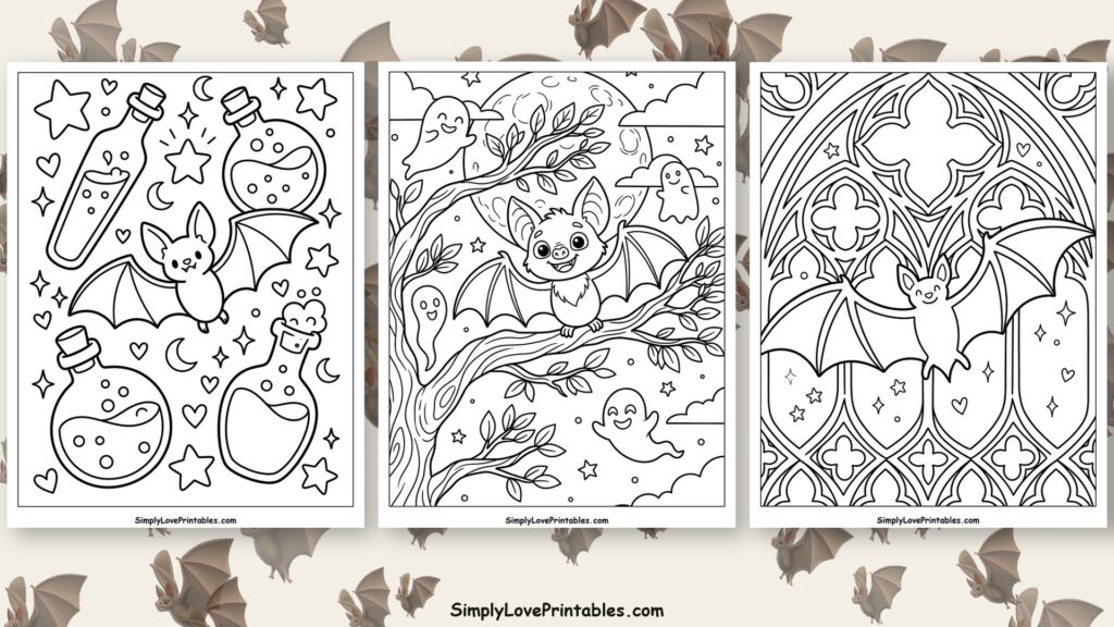halloween bat coloring pages featured image