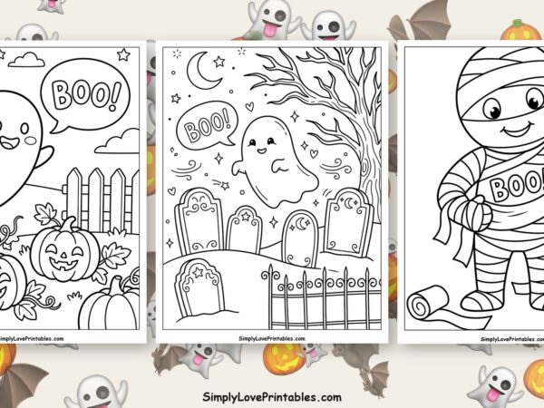 halloween "BOO!" coloring pages featured image