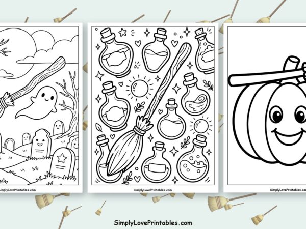 halloween broomstick coloring pages featured image