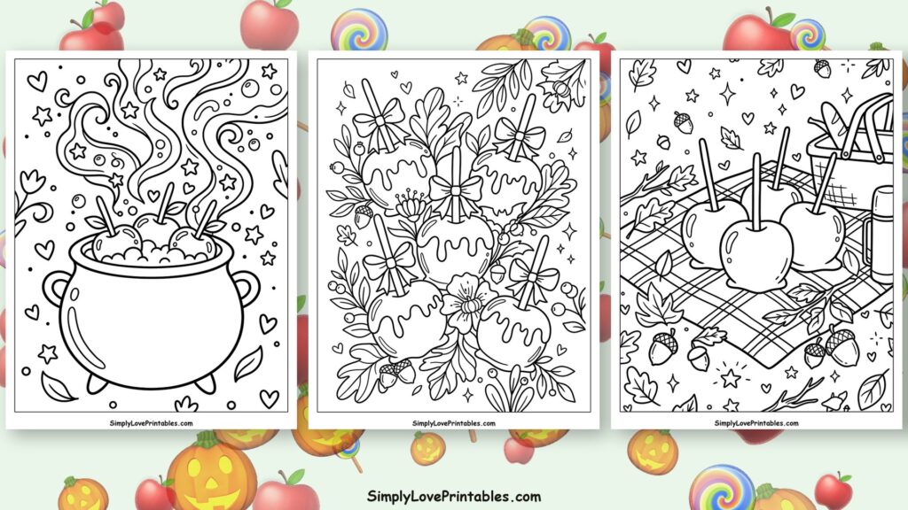 halloween candy apple coloring pages featured image