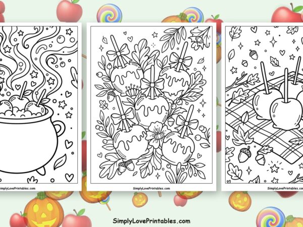 halloween candy apple coloring pages featured image