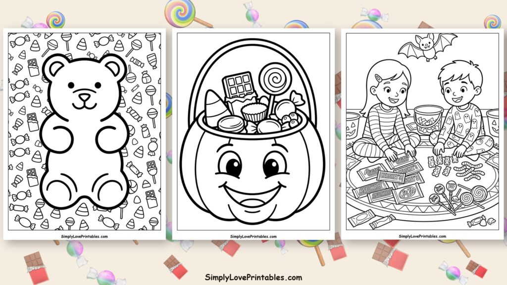 halloween candy coloring pages featured image