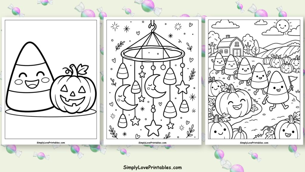 halloween candy corn coloring pages featured image
