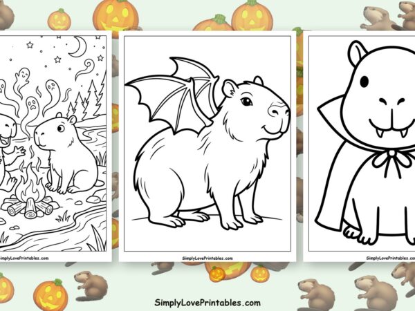 halloween Capybara coloring pages featured image