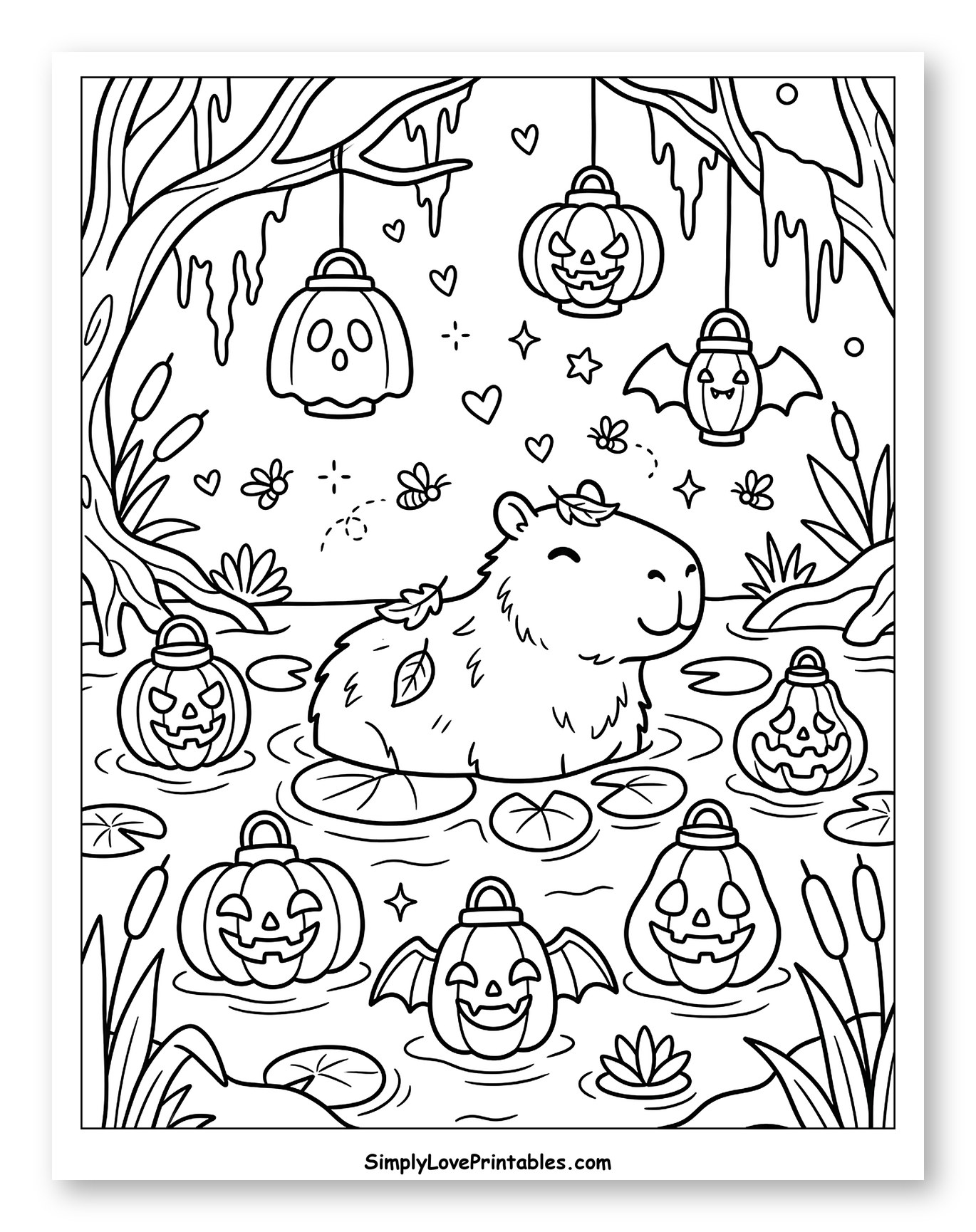Halloween Capybara in a Spooky Pond