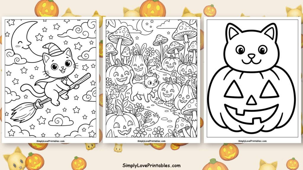 halloween cat coloring pages featured image