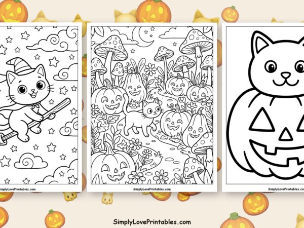 halloween cat coloring pages featured image