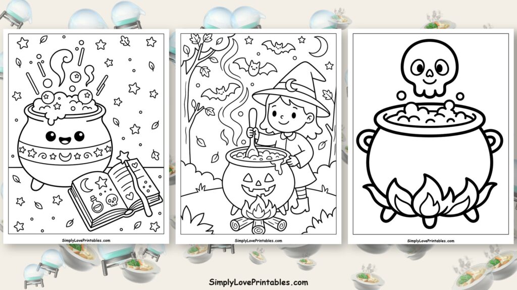 halloween Cauldron coloring pages featured image