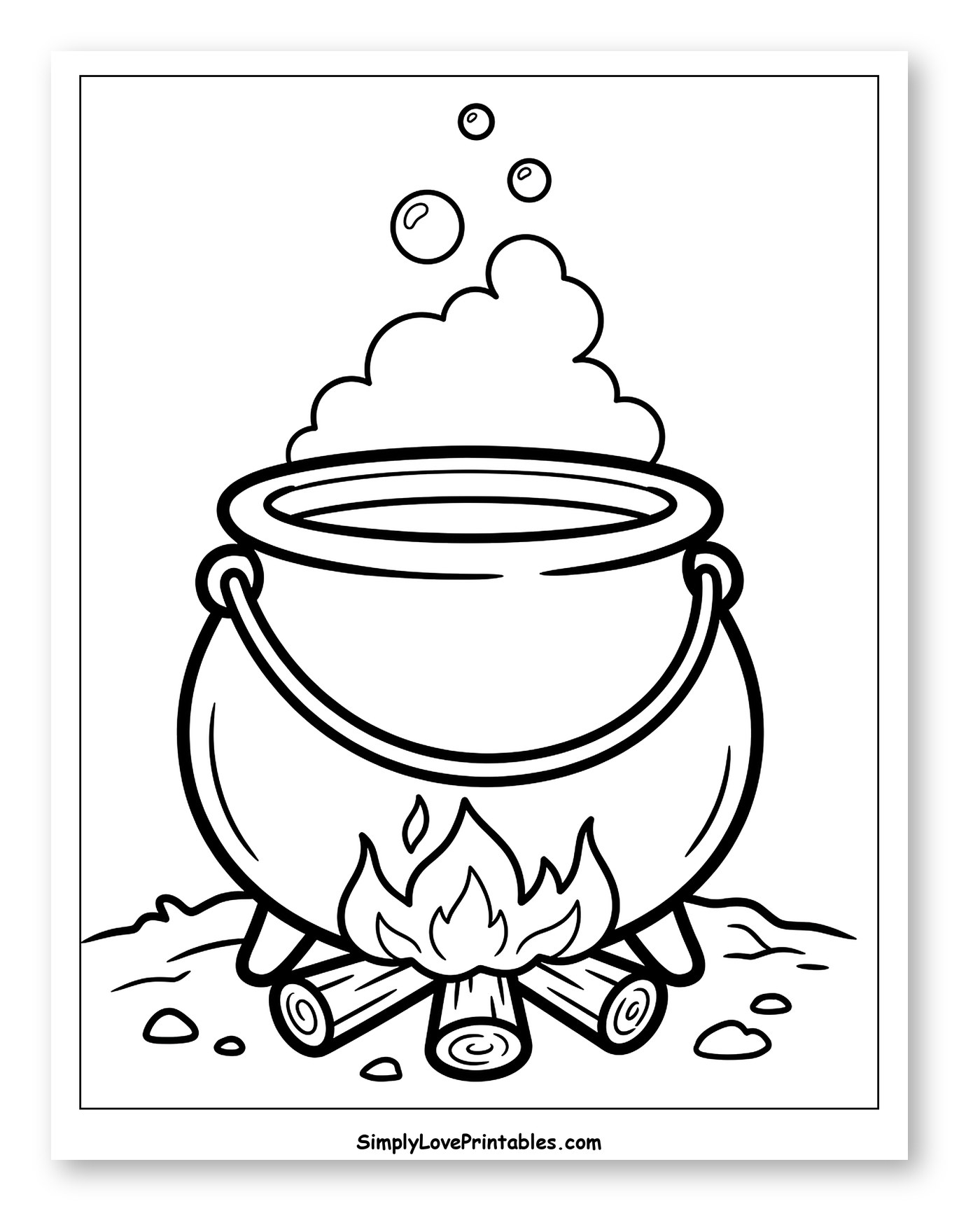 Halloween Cauldron with Bubbling Potion to Color for Toddlers