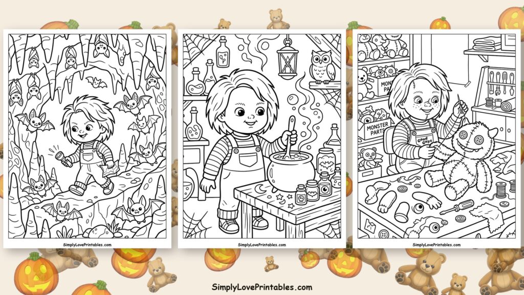 halloween chucky coloring pages featured image