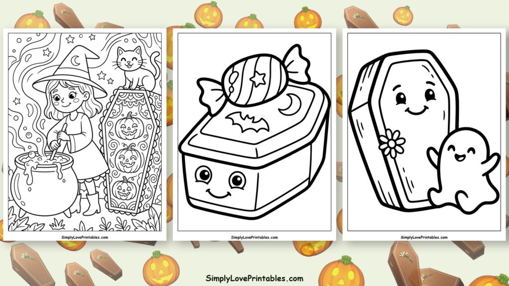 halloween Coffin coloring pages featured image