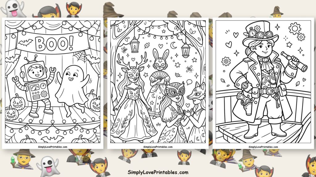halloween costume coloring pages featured image