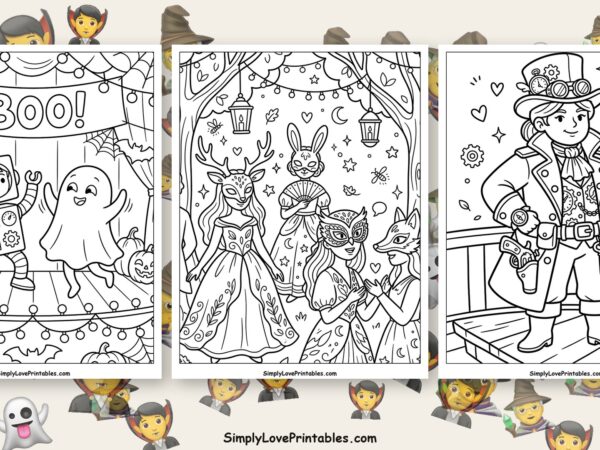 halloween costume coloring pages featured image
