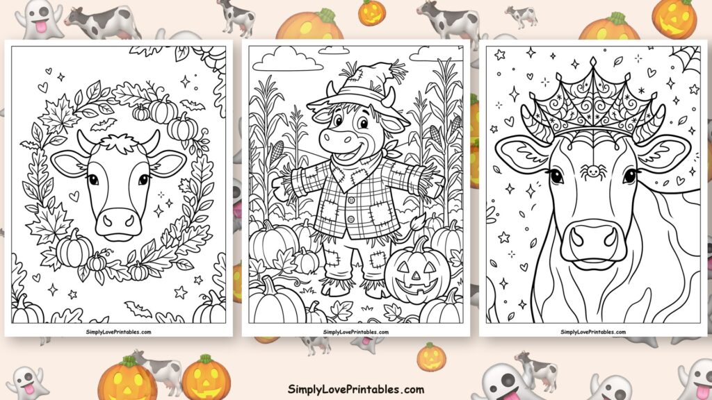 halloween cow coloring pages featured image