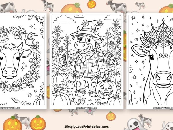 halloween cow coloring pages featured image