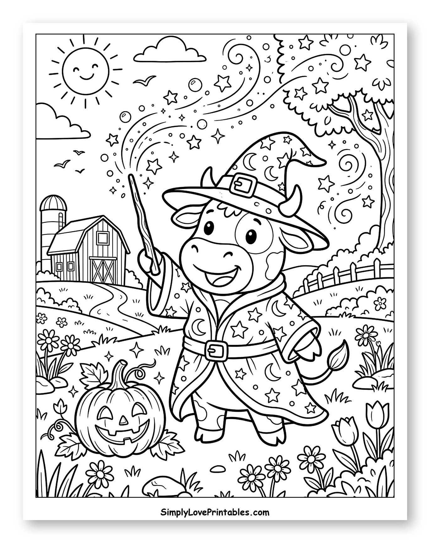 Halloween Cow Wizard Casting a Magic Spell