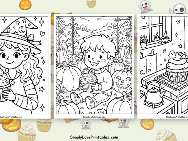 halloween cupcake coloring pages featured image